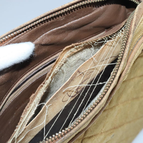 CHANEL Matelasse Shoulder Bag Canvas Beige CC Auth bs20198