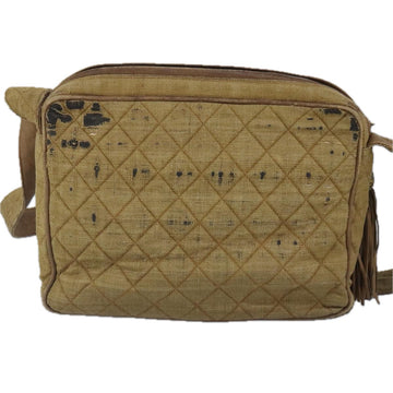 CHANEL Matelasse Shoulder Bag Canvas Beige CC Auth bs20198 - 0