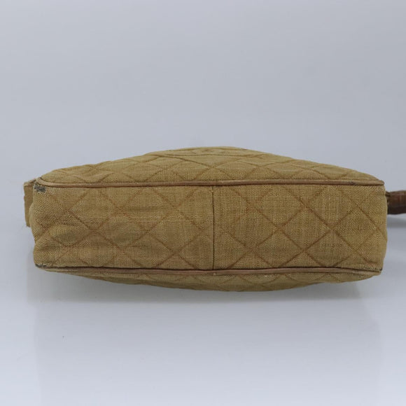 CHANEL Matelasse Shoulder Bag Canvas Beige CC Auth bs20198