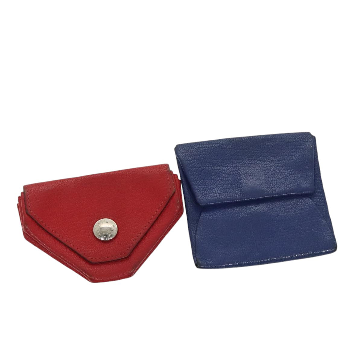 HERMES Coin Purse Leather 2Set Red Blue Auth bs20223