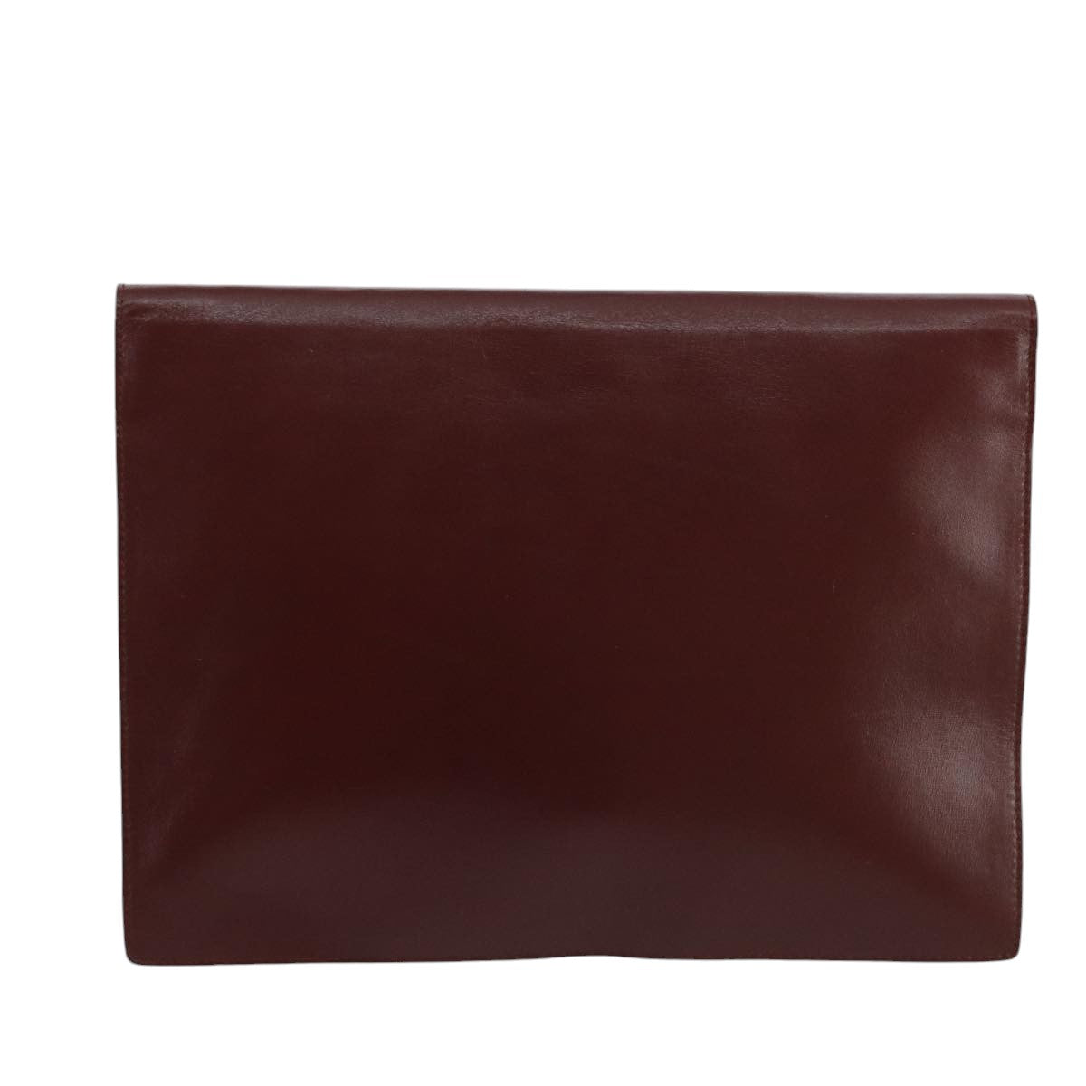 CARTIER Clutch Bag Leather Bordeaux Gold Auth bs20225 - 0