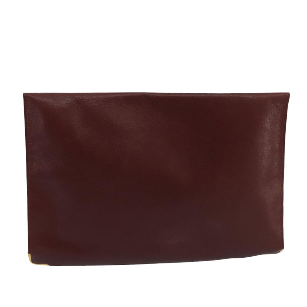 CARTIER Clutch Bag Leather Bordeaux Gold Auth bs20226 - 0