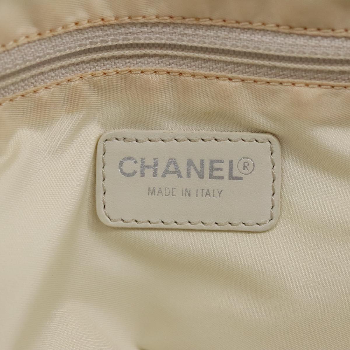 CHANEL New Travel Line Tote Bag Nylon Beige CC Auth bs20230