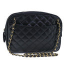 CHANEL Matelasse Chain Shoulder Bag Lamb Skin Black Gold CC Auth bs20231-1