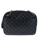 CHANEL Matelasse Chain Shoulder Bag Lamb Skin Black Gold CC Auth bs20231-13