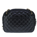 CHANEL Matelasse Chain Shoulder Bag Lamb Skin Black Gold CC Auth bs20231-2