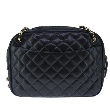 CHANEL Matelasse Chain Shoulder Bag Lamb Skin Black Gold CC Auth bs20231 - 0