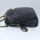 CHANEL Matelasse Chain Shoulder Bag Lamb Skin Black Gold CC Auth bs20231-3