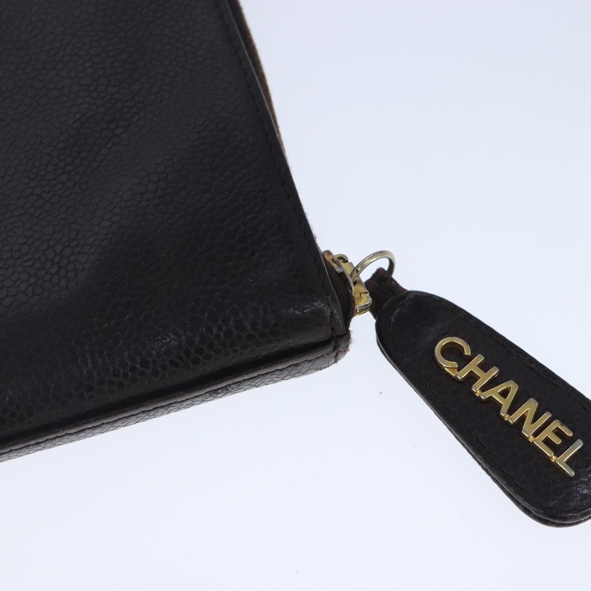 CHANEL Document Case Caviar Skin Brown CC Auth bs20232