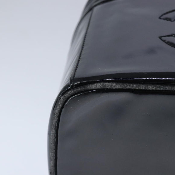 CHANEL Vanity Pouch Enamel Black Gold CC Auth bs20242