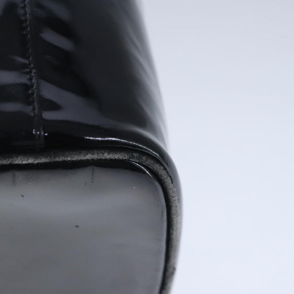 CHANEL Vanity Pouch Enamel Black Gold CC Auth bs20242