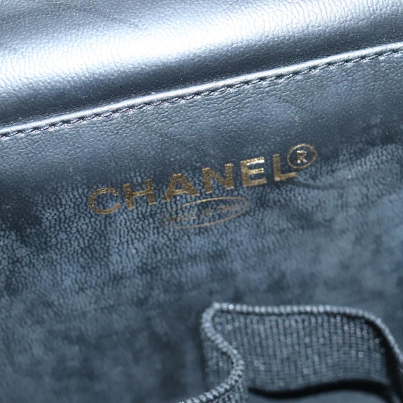 CHANEL Vanity Pouch Enamel Black Gold CC Auth bs20242