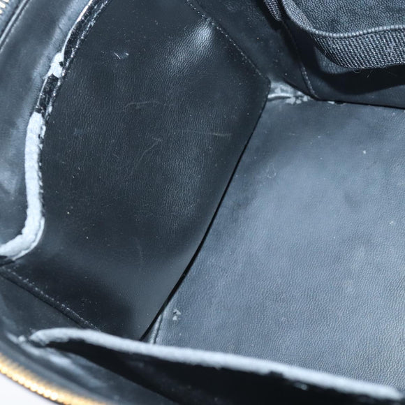 CHANEL Vanity Pouch Enamel Black Gold CC Auth bs20242