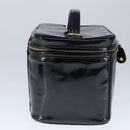 CHANEL Vanity Pouch Enamel Black Gold CC Auth bs20242-3