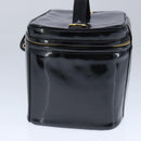 CHANEL Vanity Pouch Enamel Black Gold CC Auth bs20242-4