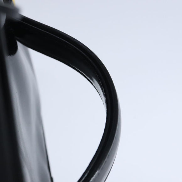 CHANEL Vanity Pouch Enamel Black Gold CC Auth bs20242