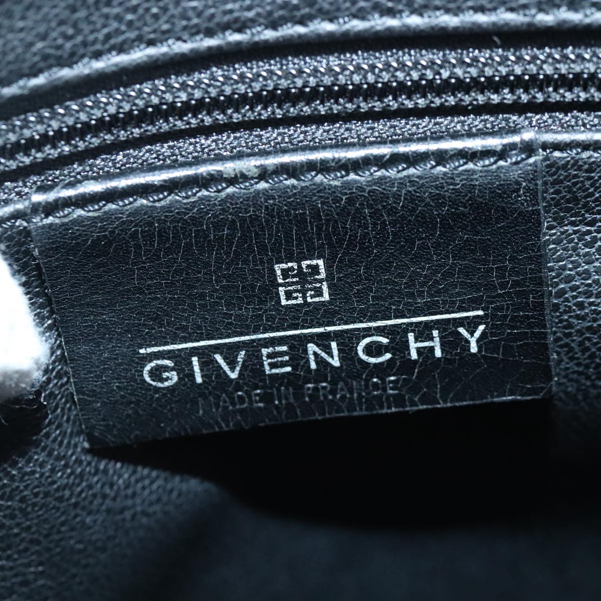 GIVENCHY Shoulder Bag Leather Black Silver Auth bs20249