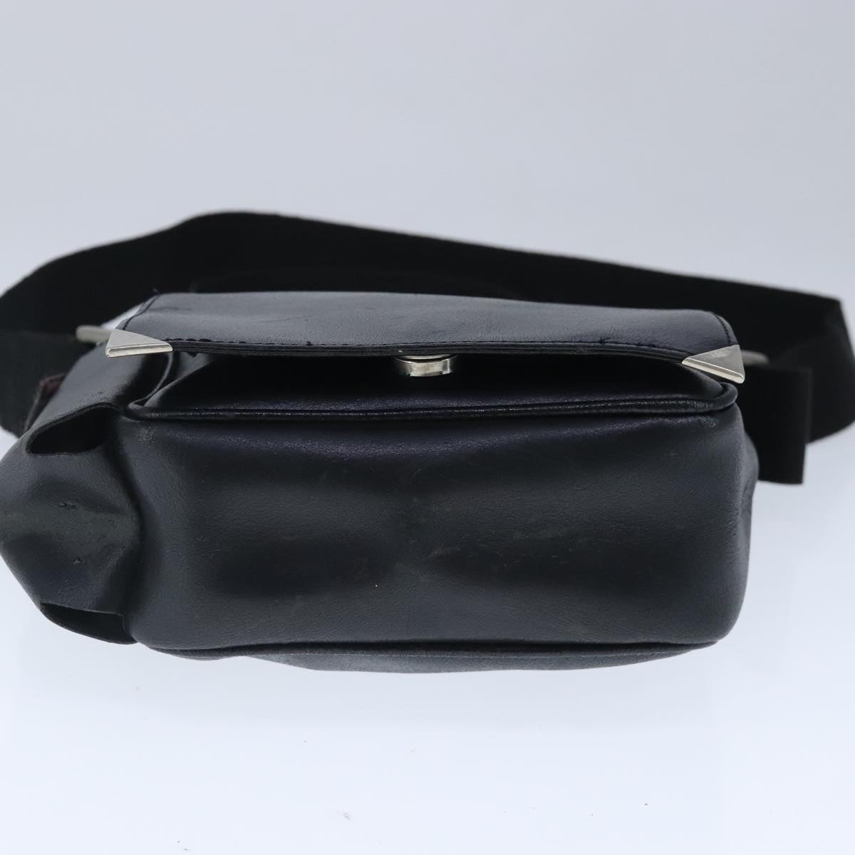 GIVENCHY Shoulder Bag Leather Black Silver Auth bs20249