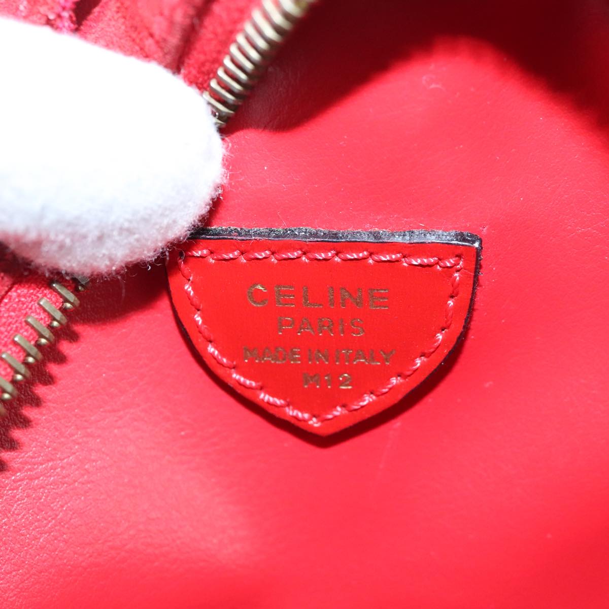 CELINE Hand Bag Suede Red Gold Auth bs20252