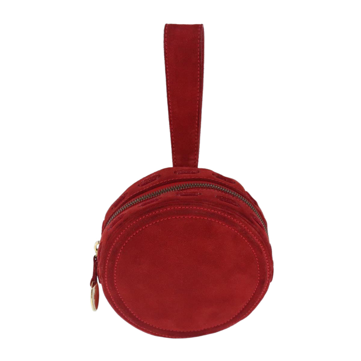 CELINE Hand Bag Suede Red Gold Auth bs20252 - 0