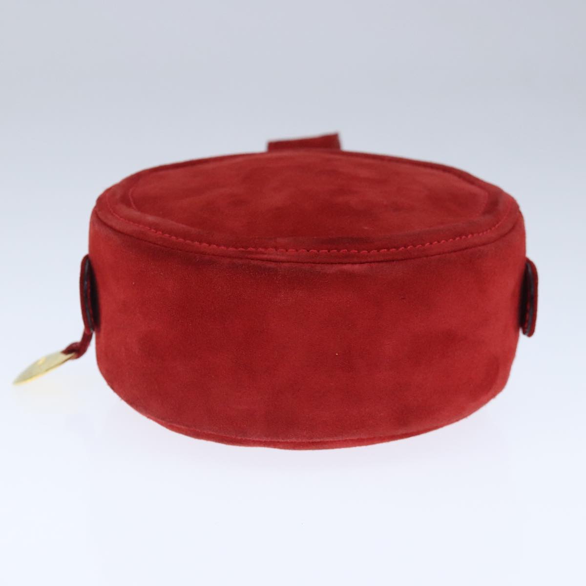 CELINE Hand Bag Suede Red Gold Auth bs20252