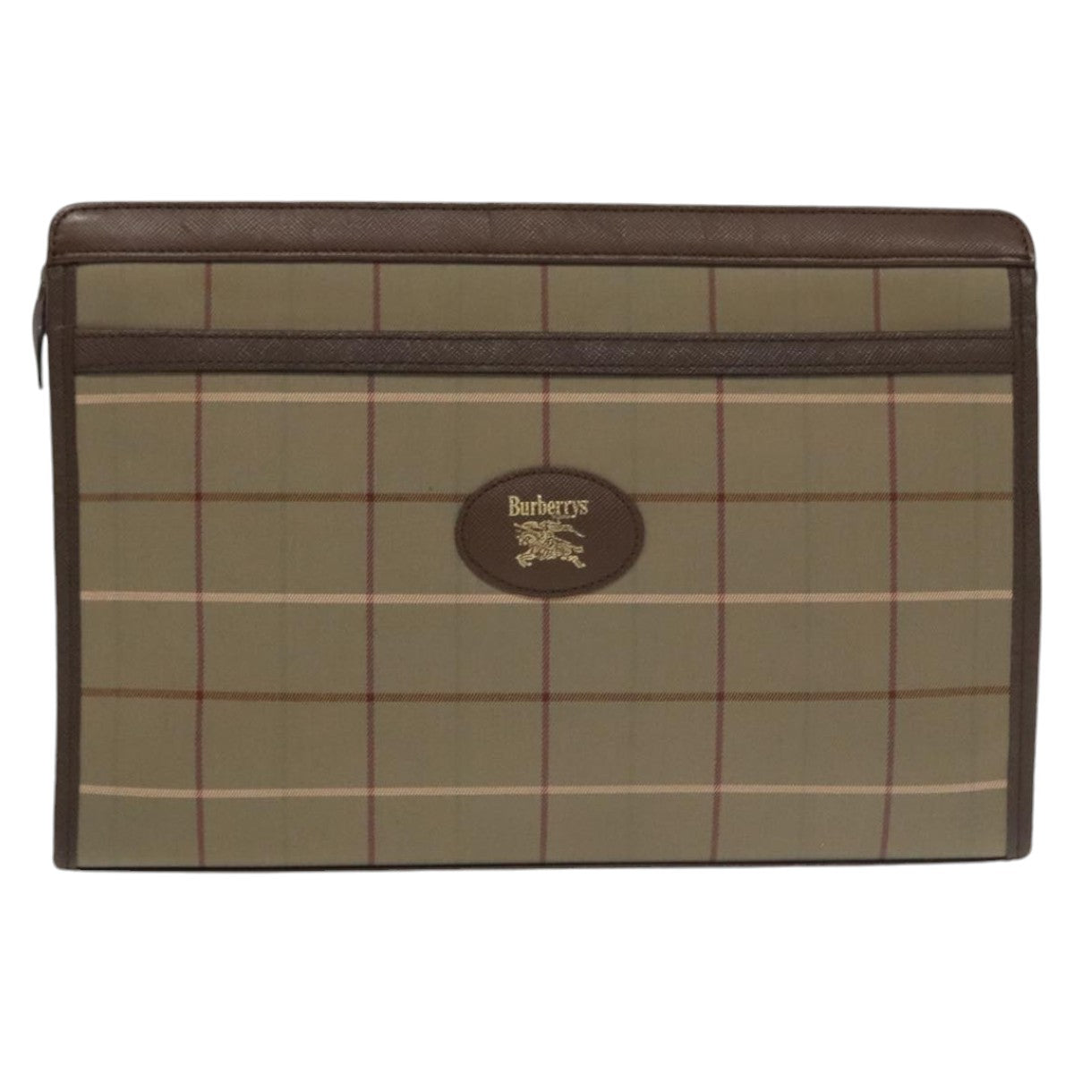 Burberrys Nova Check Clutch Bag Canvas Beige Brown Auth bs20256 - 0