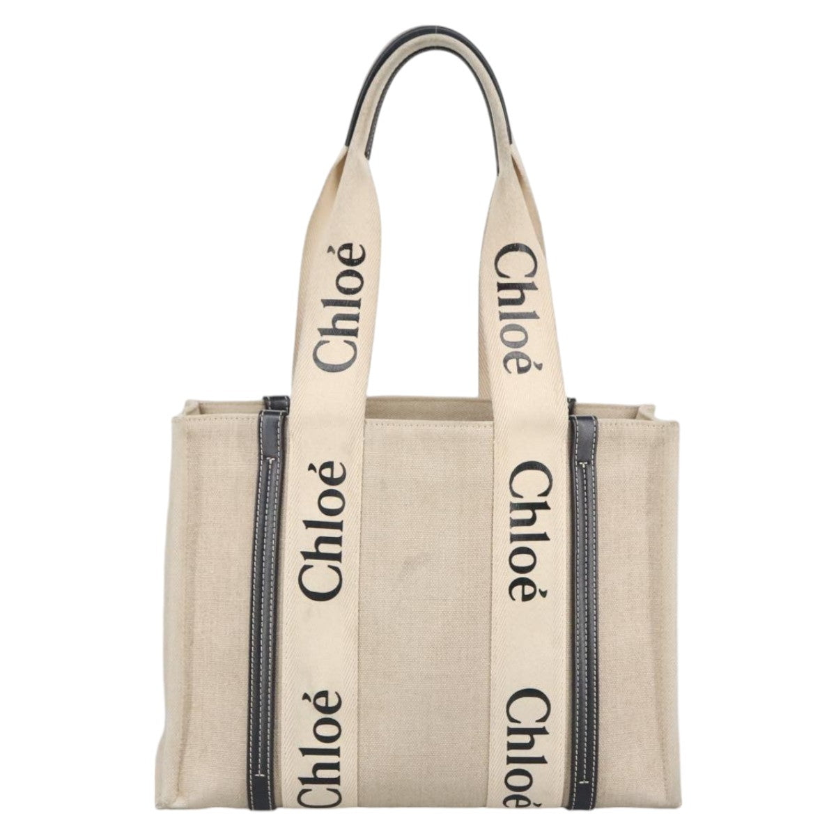 Chloe Hand Bag Canvas Beige Auth bs20260