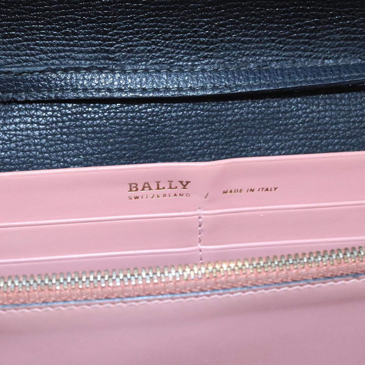 BALLY Shoulder Wallet Leather Black Auth bs20264