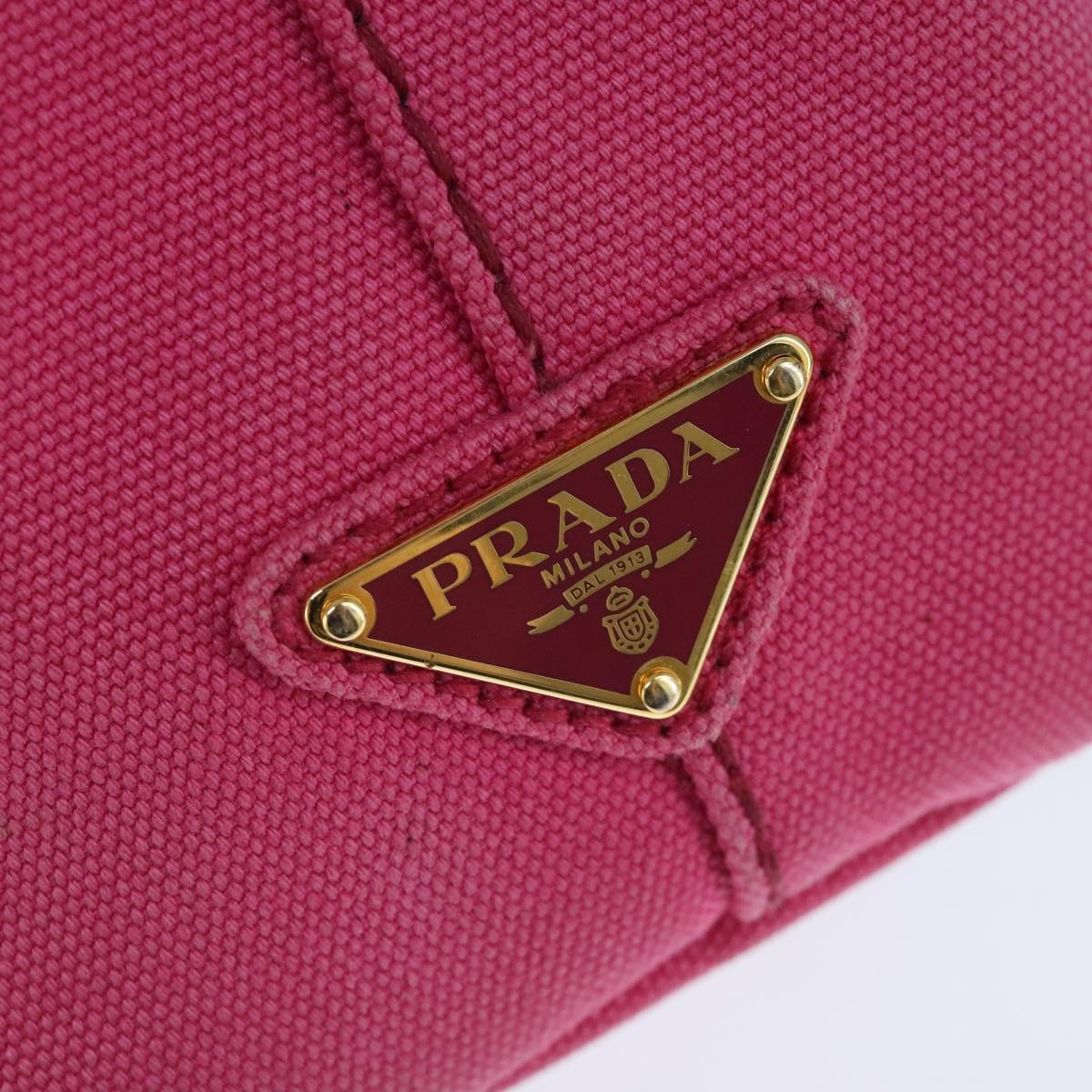 PRADA Canapa PM Hand Bag Canvas 2way Pink Gold Auth bs20265