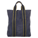 HERMES Fourre Tout cabas Tote Bag Canvas Navy Khaki Auth bs20268-13