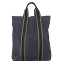 HERMES Fourre Tout cabas Tote Bag Canvas Navy Khaki Auth bs20268-2