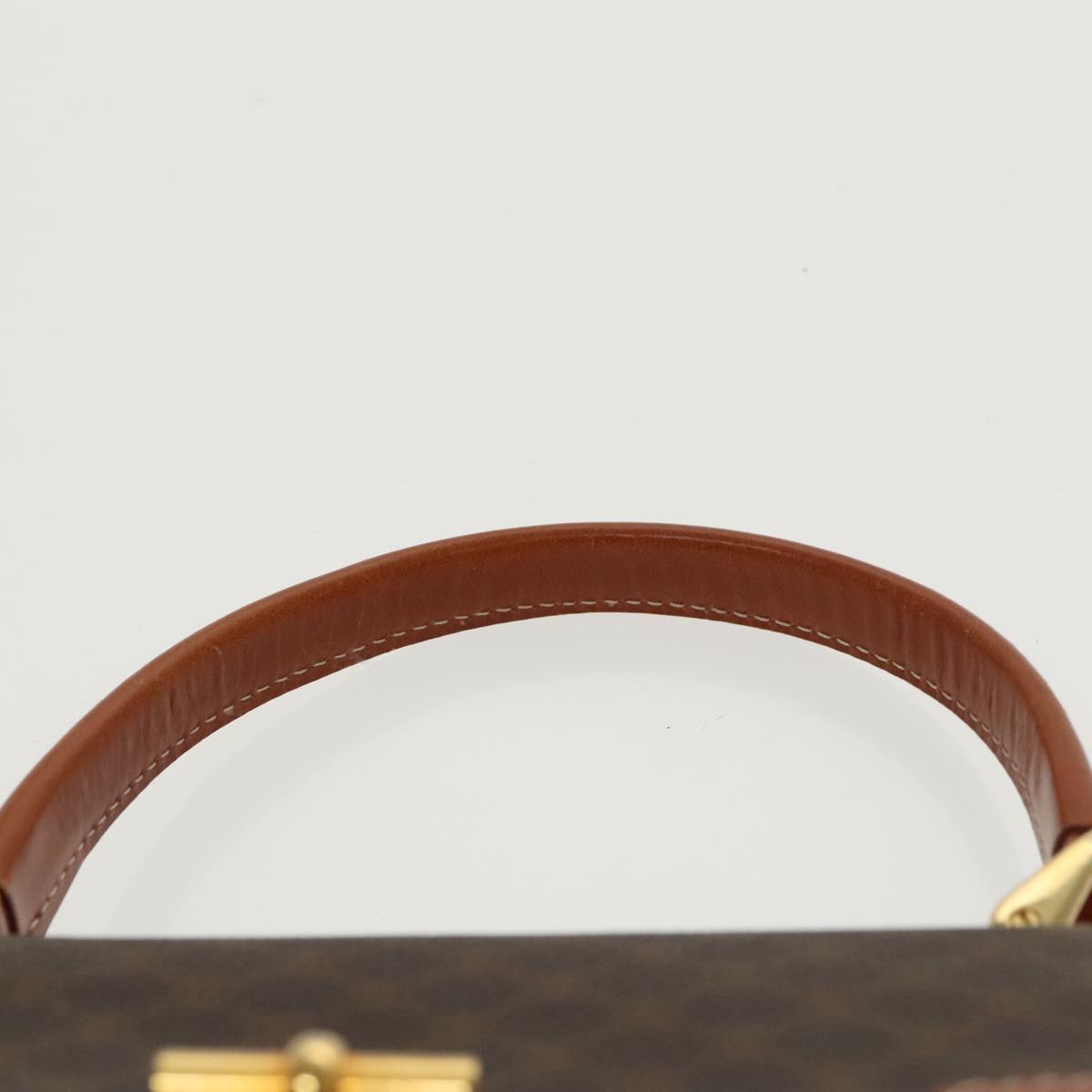 CELINE Macadam Canvas Hand Bag PVC Leather Brown Gold Auth bs20273