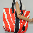 FENDI Tote Bag Nylon Red Silver Auth bs20291-23