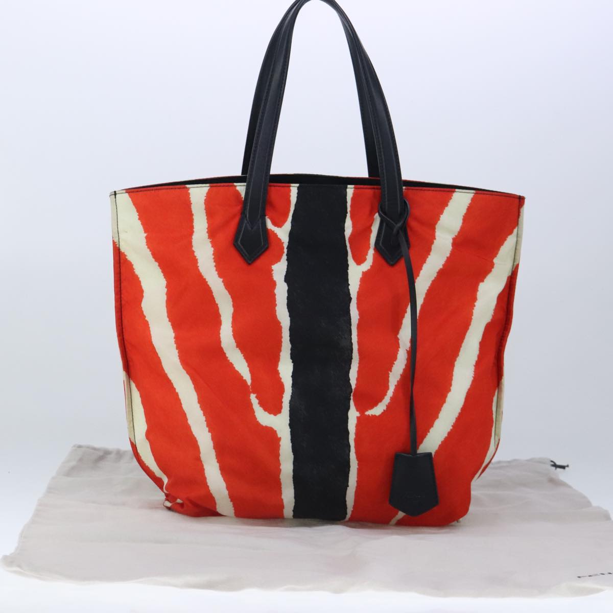 FENDI Tote Bag Nylon Red Silver Auth bs20291