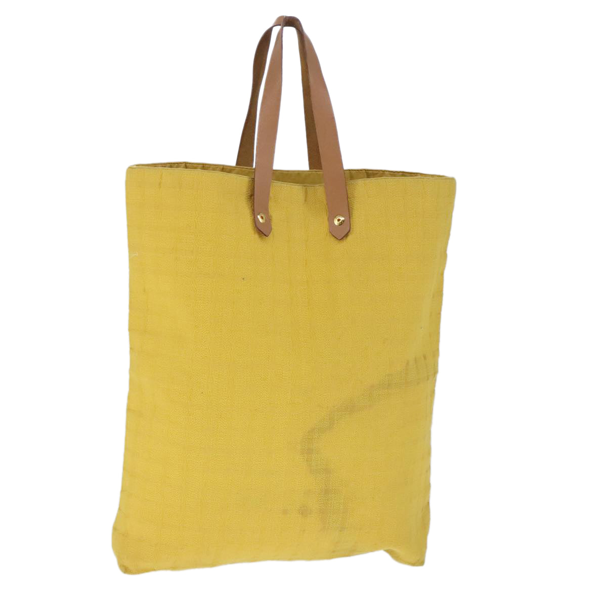 HERMES Amedaba MM Tote Bag Cotton Yellow Auth bs20294