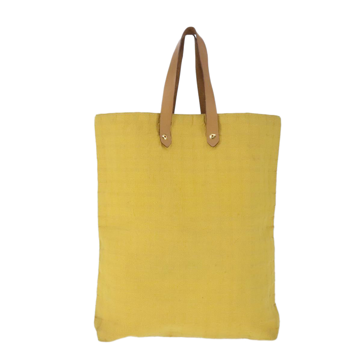 HERMES Amedaba MM Tote Bag Cotton Yellow Auth bs20294