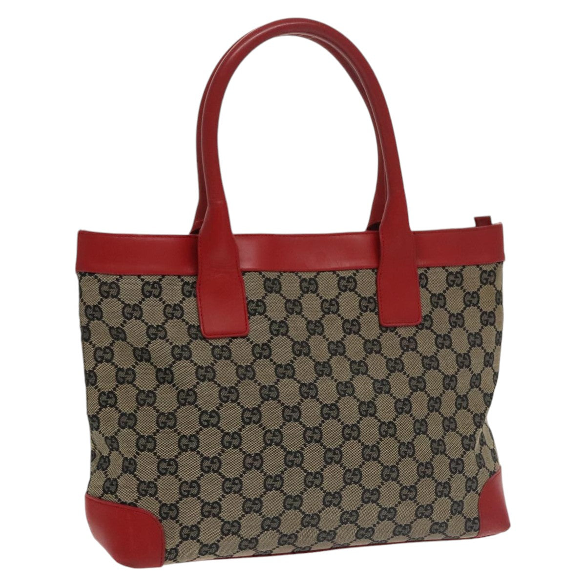 GUCCI GG Canvas Tote Bag Beige Red  Gold 002 1119 Auth bs20331