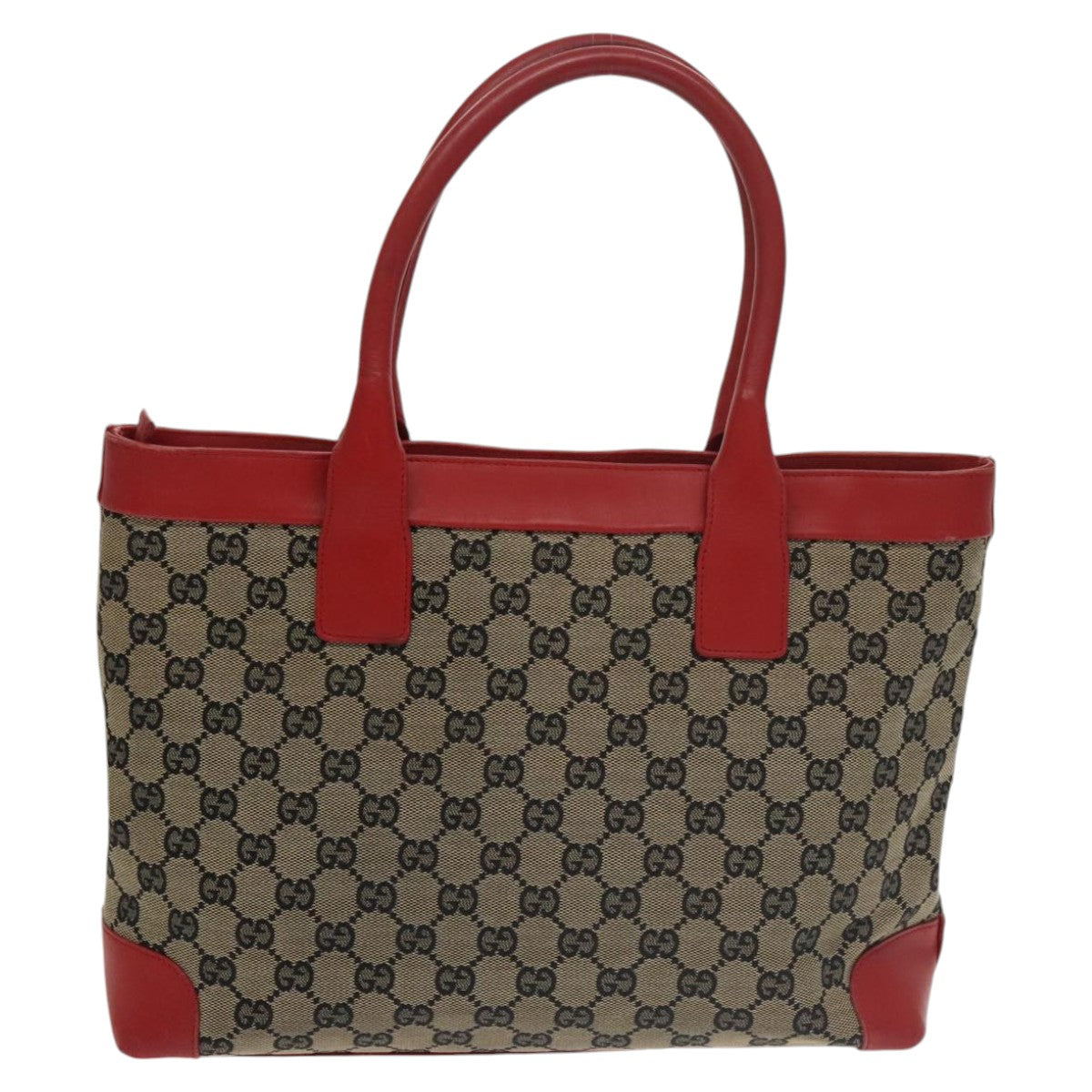 GUCCI GG Canvas Tote Bag Beige Red  Gold 002 1119 Auth bs20331