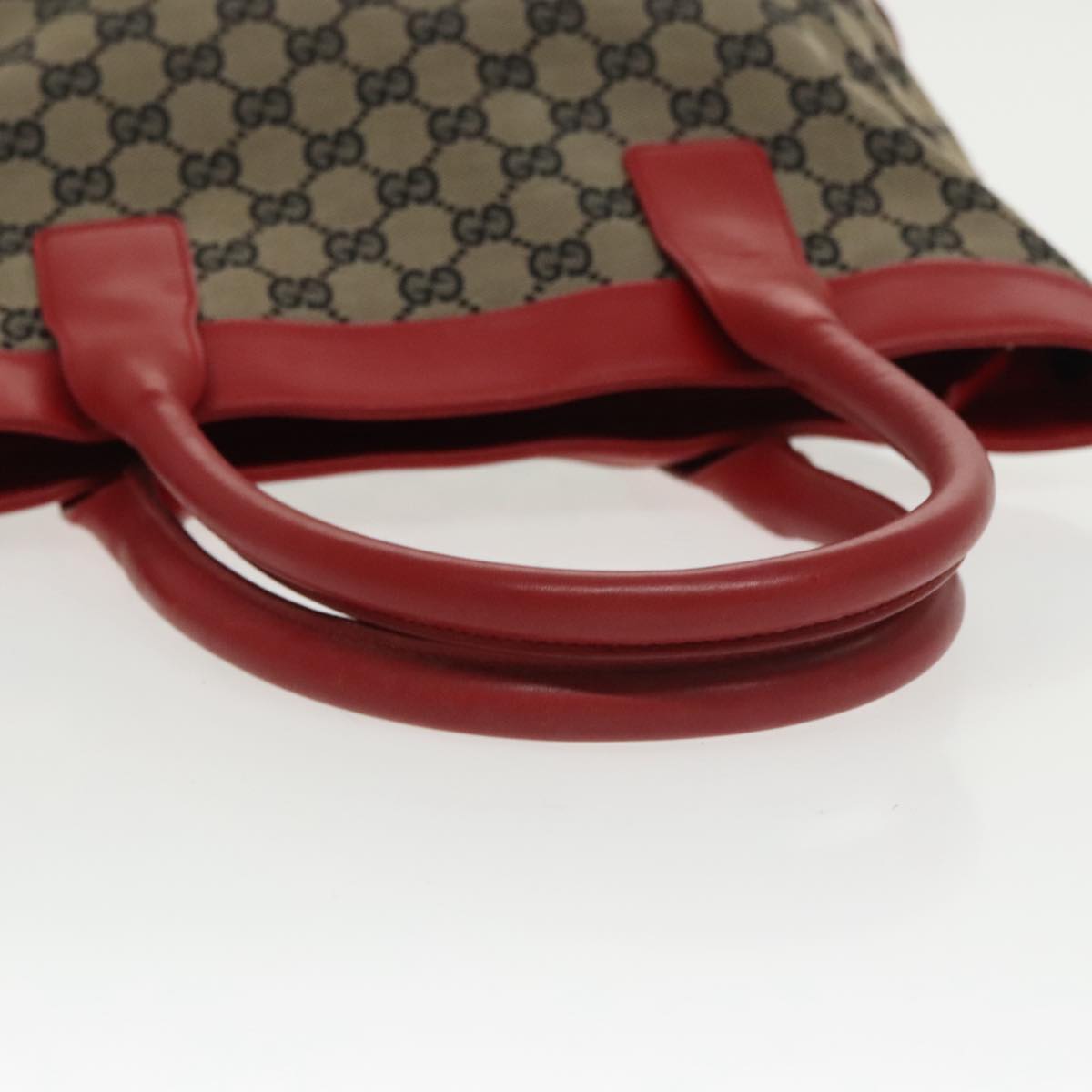 GUCCI GG Canvas Tote Bag Beige Red  Gold 002 1119 Auth bs20331