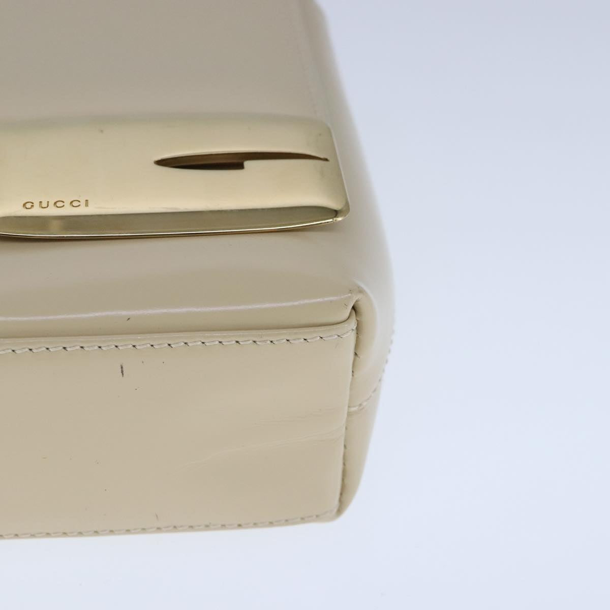 GUCCI Shoulder Bag Enamel Beige Gold 007 3444 0282 Auth bs20332