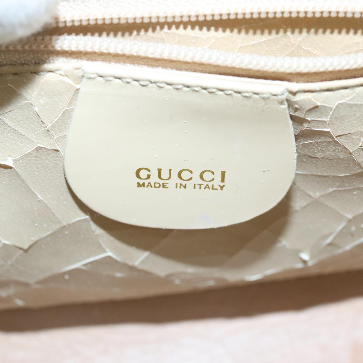 GUCCI Shoulder Bag Enamel Beige Gold 007 3444 0282 Auth bs20332