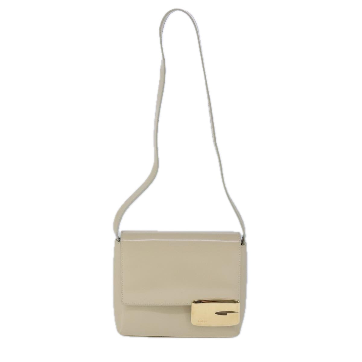 GUCCI Shoulder Bag Enamel Beige Gold 007 3444 0282 Auth bs20332 - 0