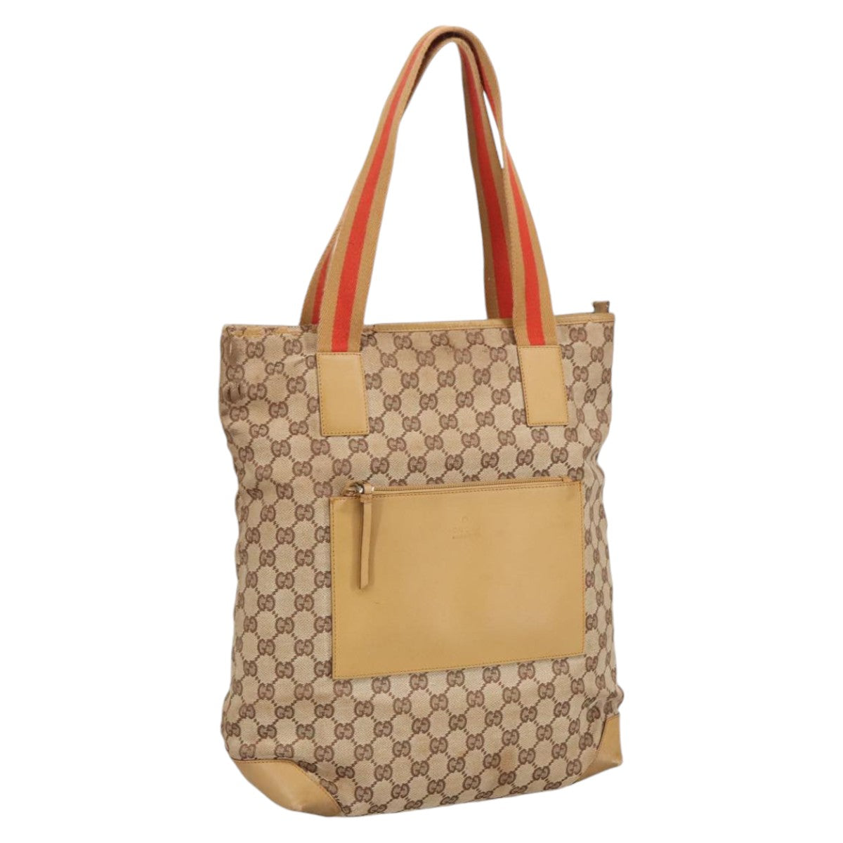 GUCCI GG Canvas Sherry Line Tote Bag Beige Red Gold 019 0401 Auth bs20335