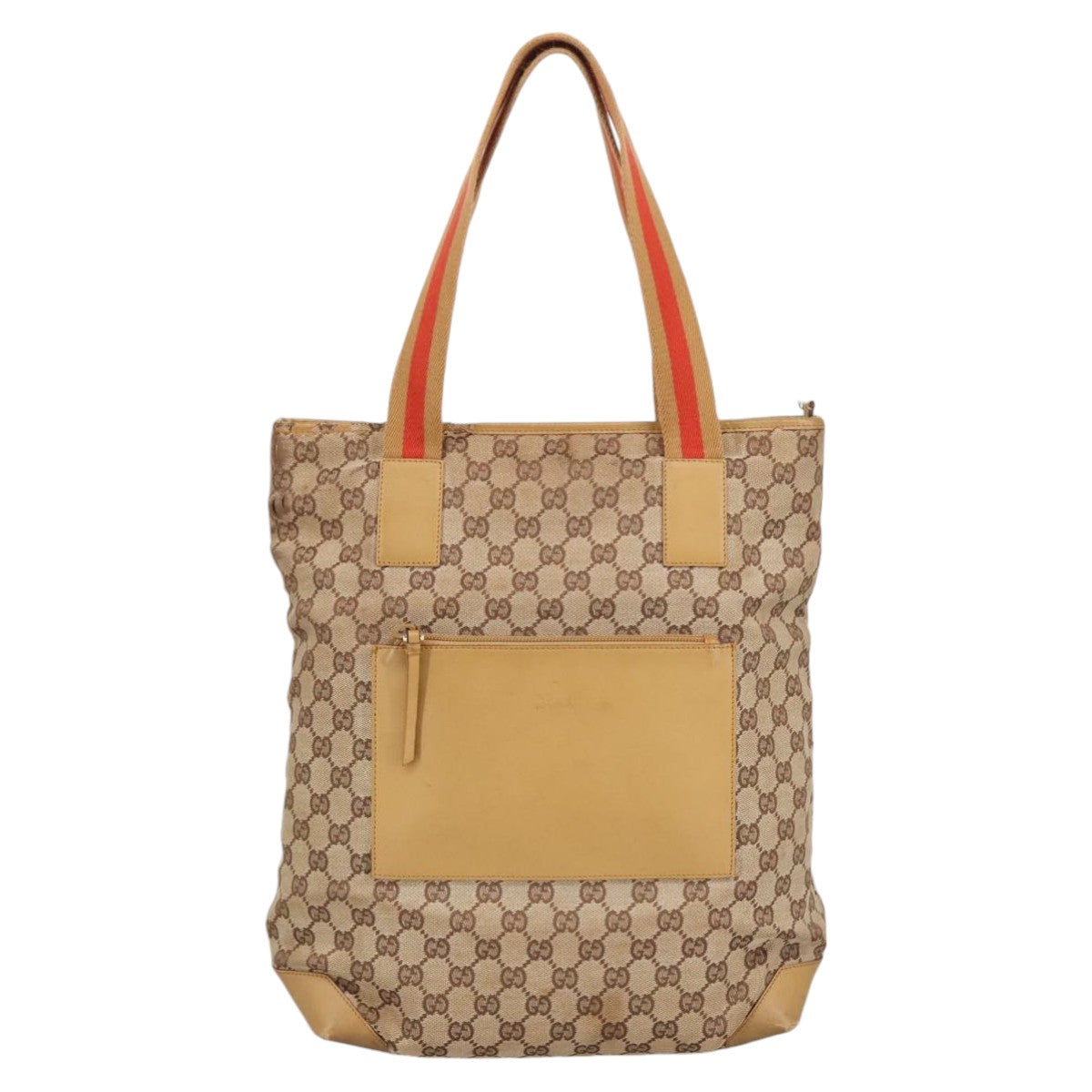 GUCCI GG Canvas Sherry Line Tote Bag Beige Red Gold 019 0401 Auth bs20335 - 0