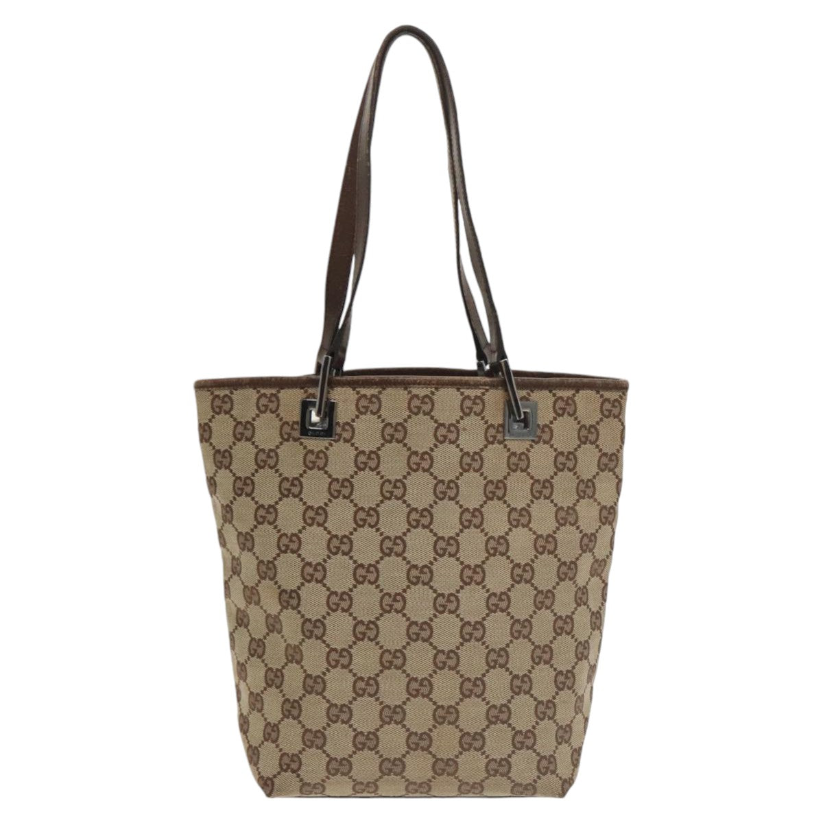 GUCCI GG Canvas Tote Bag Beige Silver 31244 Auth bs20338