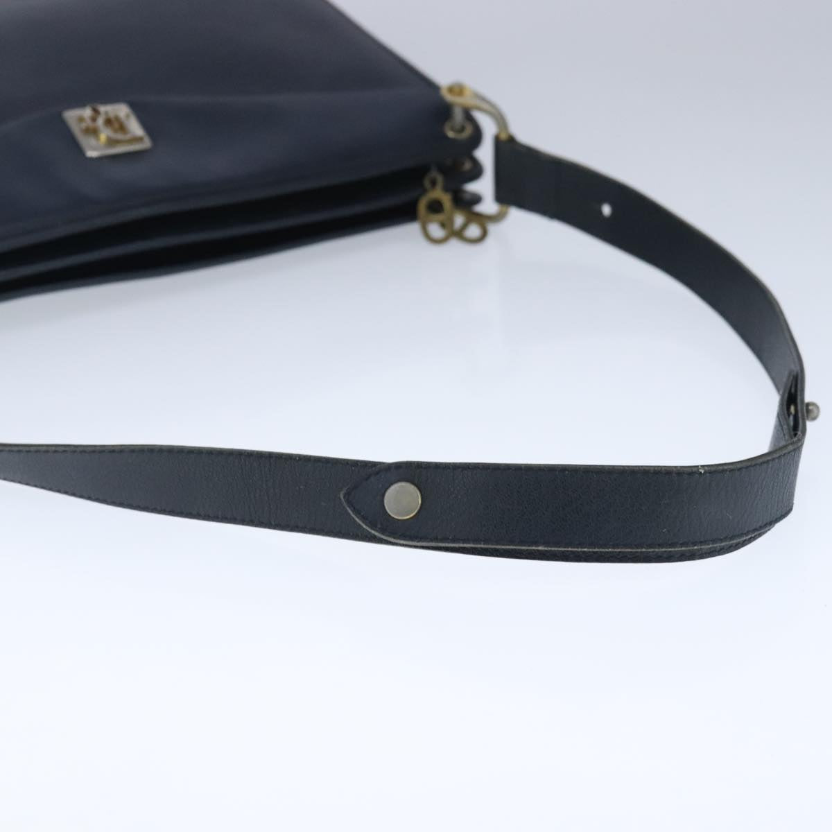 Christian Dior Shoulder Bag Leather Navy Auth bs20340