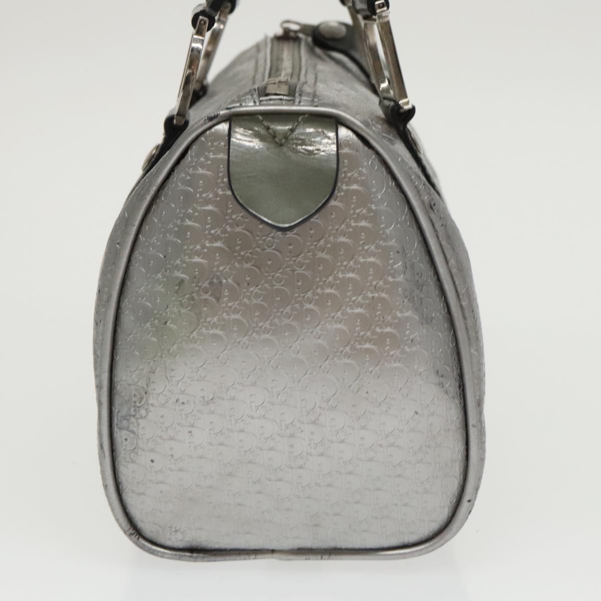 Christian Dior Trotter Canvas Mini Boston Bag Silver Auth bs20341