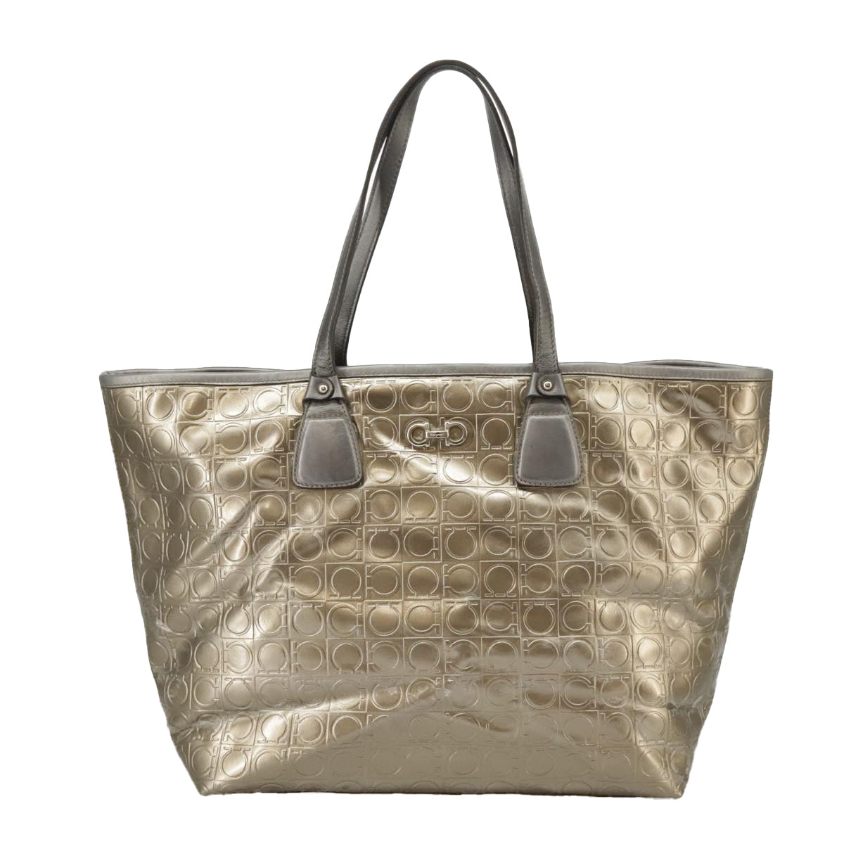 Salvatore Ferragamo Tote Bag Enamel Gold Auth bs20344 - 0