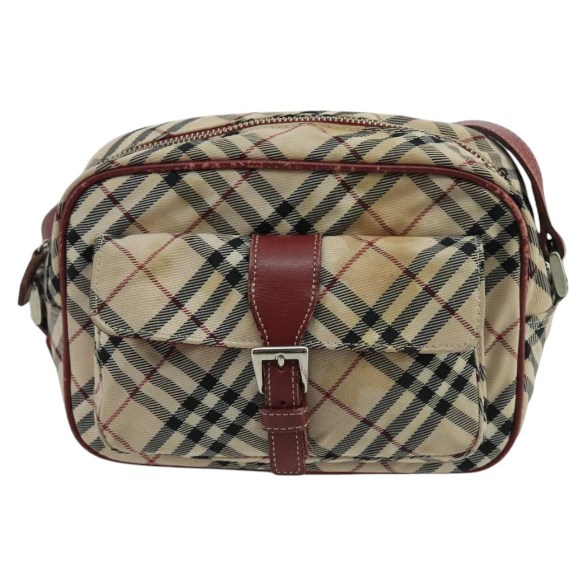 BURBERRY Nova Check Blue Label Shoulder Bag Nylon Beige Auth bs20351 - 0