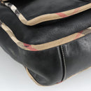 BURBERRY Nova Check Tote Bag Leather Black Auth bs20353-15